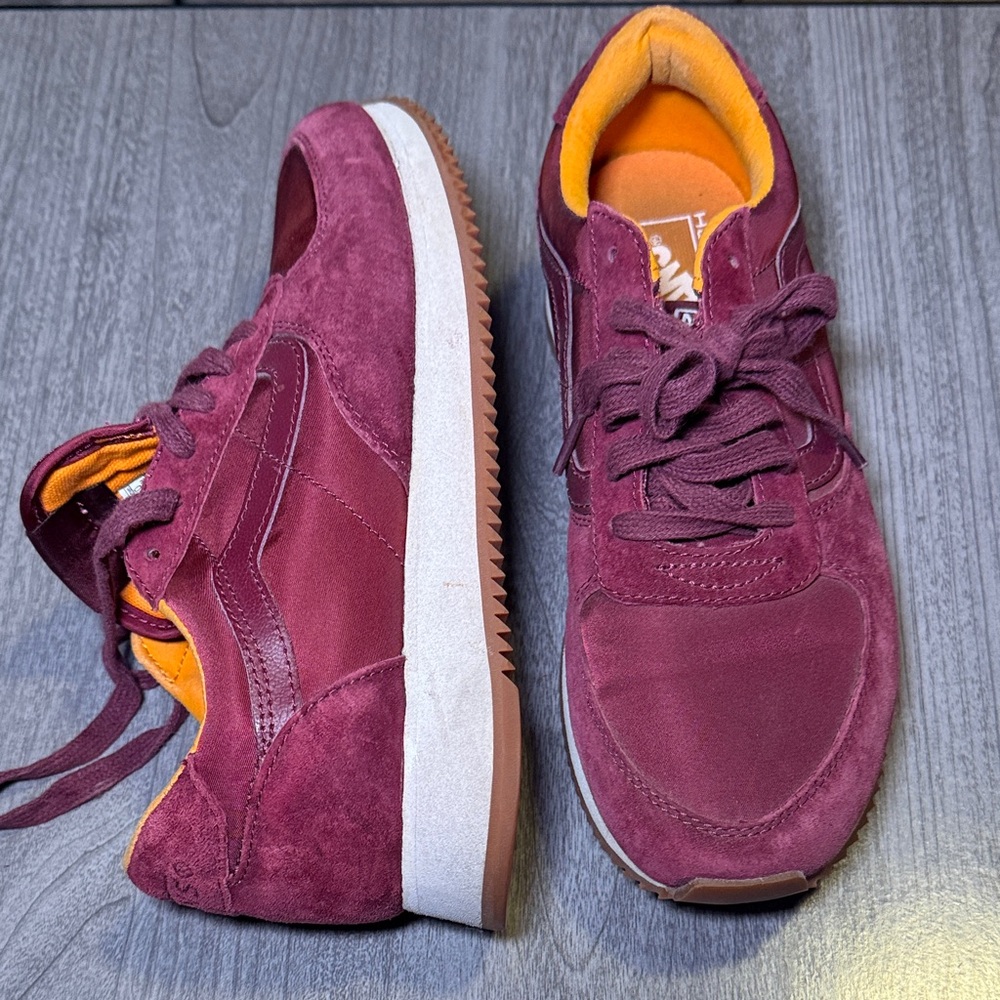 Vans Burgundy Suede Sneakers with Orange Interior